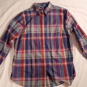 Chaps Multicolor Purple Plaid Shirt Adult XL